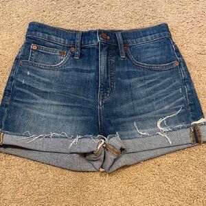 Madewell Distressed Dark Blue Denim Jean Shorts